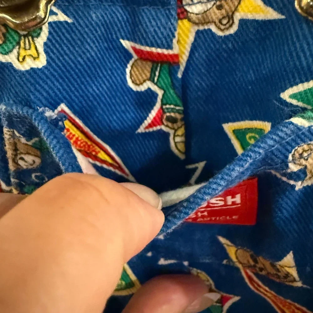 OshKosh B'gosh‎ Overalls Vestbak Kids 12M Blue Sports Bear Vintage Kidcore 90s